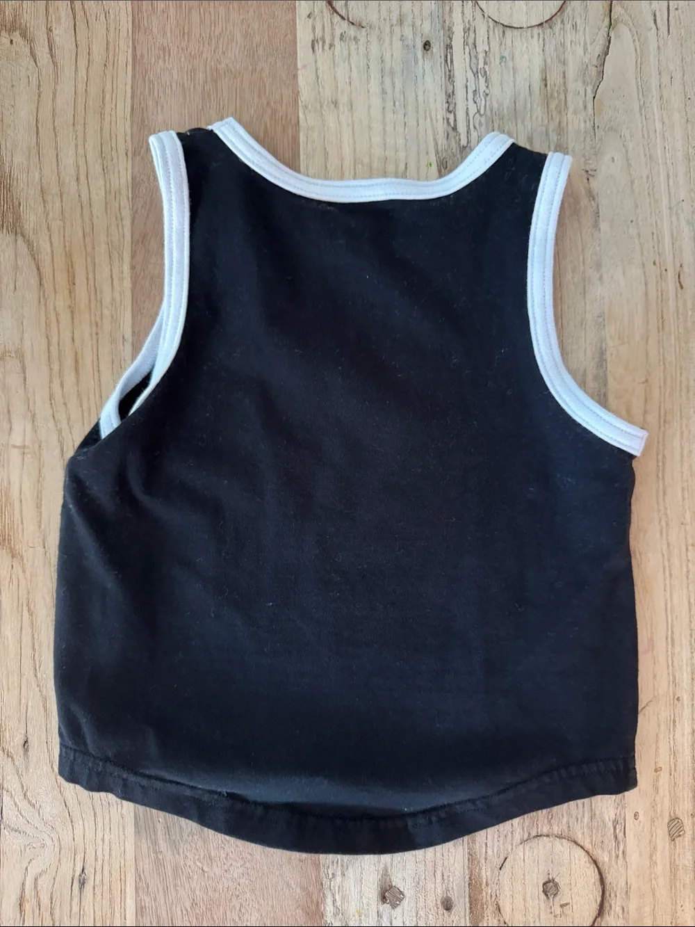 Olive Kids Black Tank Top with White Trim